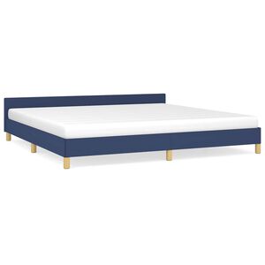 vidaXL Bettgestell mit Kopfteil ohne Matratze Blau 200x200 cm Stoff