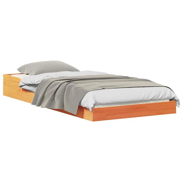 vidaXL Bettrahmen Wachsbraun 90 x 190 cm Massives Kiefernholz