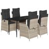 vidaXL 5-tlg. Garten-Essgruppe mit Kissen Hellgrau Poly Rattan