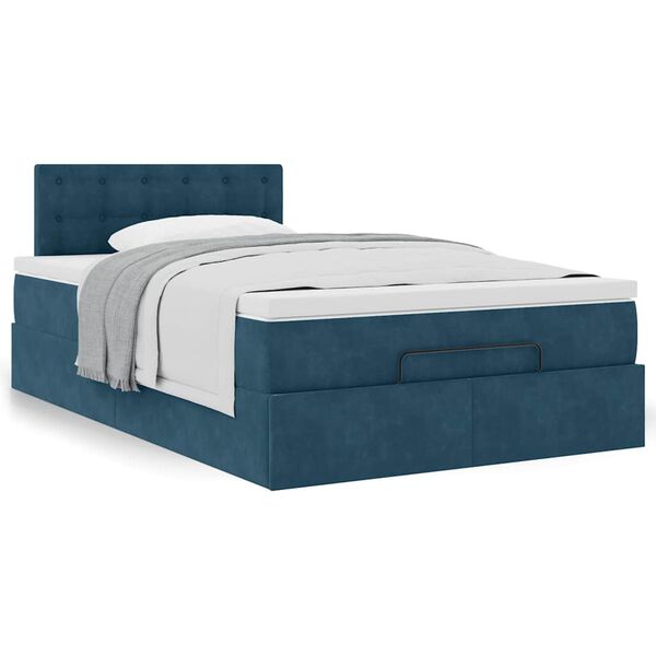 vidaXL Ottoman-Bett mit Matratze Dunkelblau 120x200 cm Samt