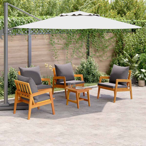 vidaXL Bistrogarnitur mit Kissen 5 pcs Braun Massivholz Akazie