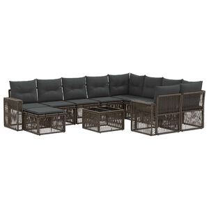 vidaXL Gartensofa-set 11 stk. Grau Poly-Rattan