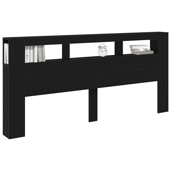 vidaXL LED Kopfteil Schwarz Eichen-Optik 220 x 18,5 x 103,5 cm