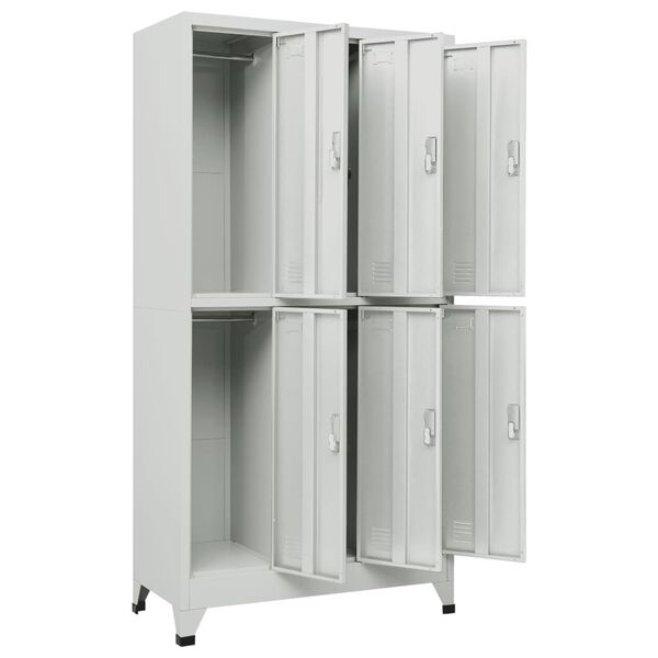 vidaXL Schlie&szlig;fachschrank mit 6 F&auml;chern Stahl 90x45x180 cm Grau