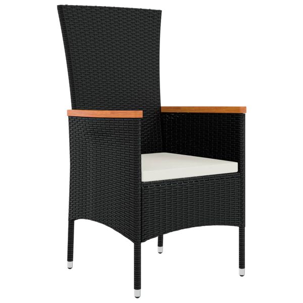 vidaXL Gartenst&uuml;hle mit Kissen 2 Stk. Poly Rattan Schwarz