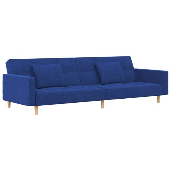 vidaXL Schlafsofa 2-Sitzer mit 2 Kissen & Hocker Blau Stoff