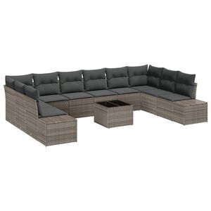 vidaXL Gartensofa-set mit Kissen 10 pcs Grau Polyrattan