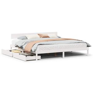 vidaXL Massivholzbett ohne Matratze Wei&szlig; 200x200 cm Kiefernholz