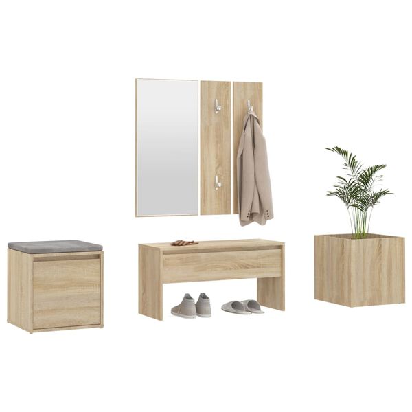 vidaXL Garderoben-Set Sonoma-Eiche Holzwerkstoff