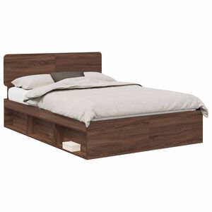 vidaXL Bettrahmen Braun Eichen-Optik 140 x 200 cm Massives Kiefernholz