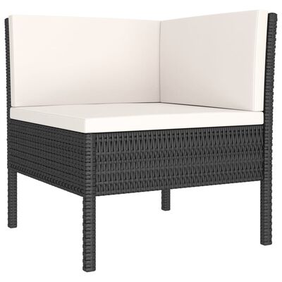 vidaXL 6-tlg. Garten-Lounge-Set mit Auflagen Poly Rattan Schwarz