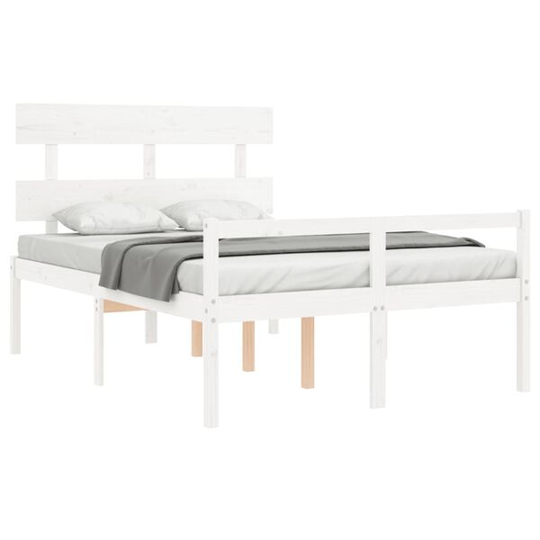vidaXL Seniorenbett mit Kopfteil Wei&szlig; Massivholz