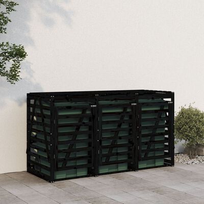 vidaXL Mülltonnenbox für 3 Tonnen Schwarz Massivholz Kiefer