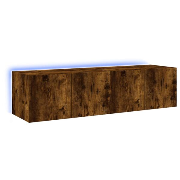 vidaXL TV-Wandschr&auml;nke mit LED-Leuchten 2 Stk. R&auml;uchereiche 60x35x31cm