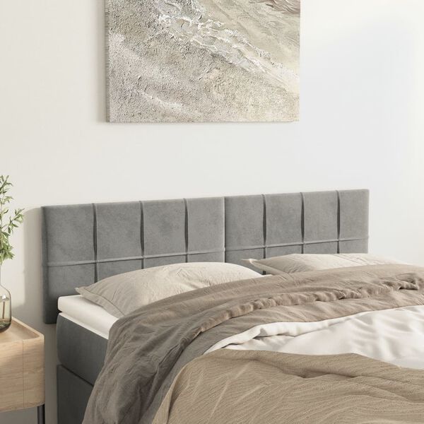 vidaXL Kopfteile Hellgrau 144x5x78/88 cm Samt