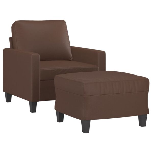 vidaXL Sessel mit Hocker Braun 60 cm Kunstleder