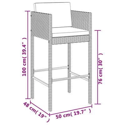 vidaXL 9-tlg. Gartenbar-Set mit Kissen Schwarz Poly Rattan