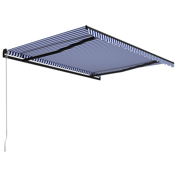 vidaXL Einziehbare Markise Handbetrieben 450 x 300 cm Blau und Wei&szlig;