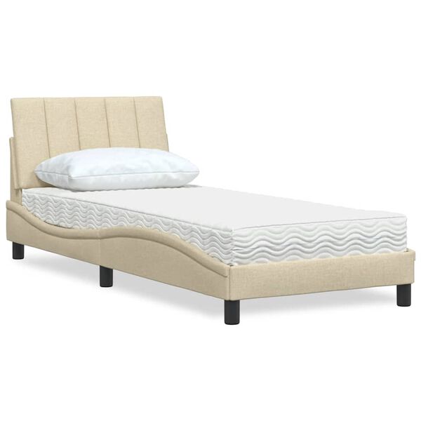 vidaXL Bett mit Matratze "Hanko" Creme 80x200 cm Stoff