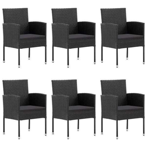 vidaXL 7-tlg. Garten-Essgruppe Poly Rattan Schwarz