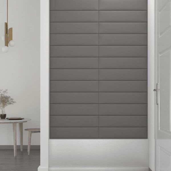 vidaXL Wandpaneele 12 Stk. Hellgrau 60x15 cm Stoff 1,08 m&sup2;