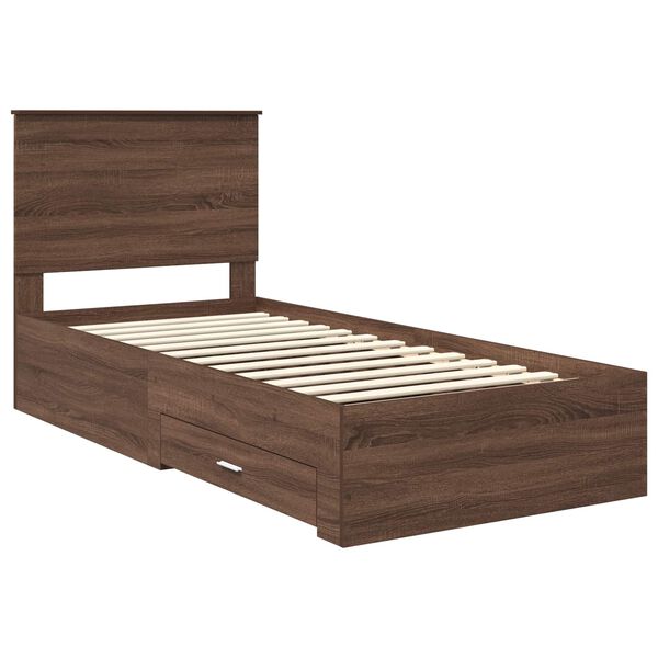 vidaXL Bettrahmen Braune Eiche und Silber 100 x 200 cm Holzwerkstoff