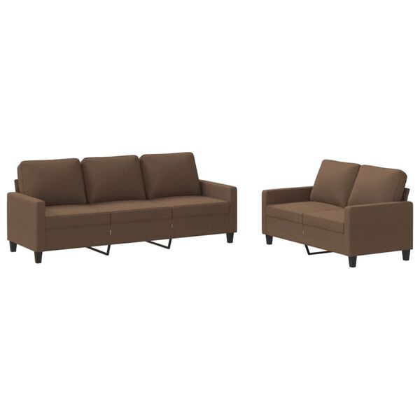 vidaXL 2-tlg. Sofagarnitur mit Kissen Braun Stoff
