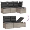 vidaXL 7-tlg. Garten-Sofagarnitur mit Kissen Hellgrau Poly Rattan