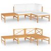 vidaXL 4-tlg. Garten-Lounge-Set mit Creme Kissen Massivholz Teak