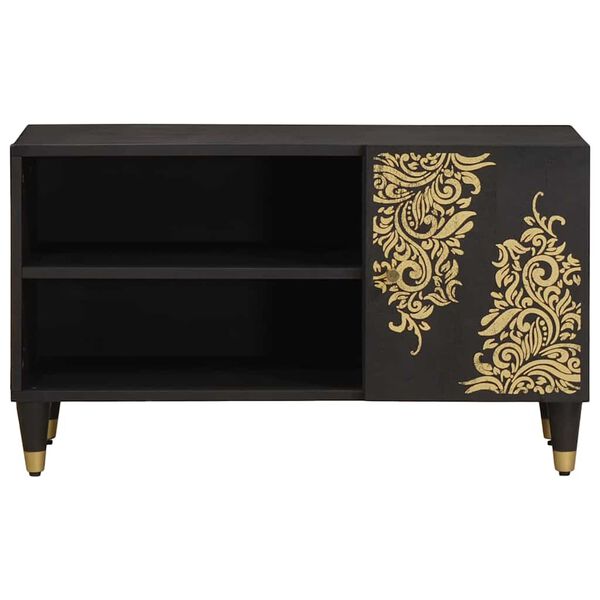 vidaXL TV-Schr&auml;nk mit Regal Schwarz 80 x 33 x 46 cm Massivholz Mango