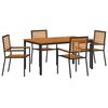 vidaXL Garten Essgruppe 5 pcs Schwarz Poly-Rattan
