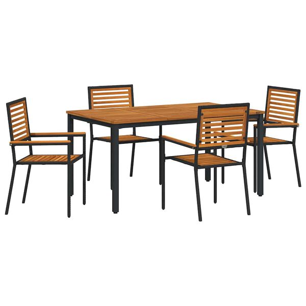 vidaXL Garten Essgruppe 5 pcs Schwarz Poly-Rattan