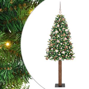 vidaXL Schlanker Weihnachtsbaum mit 300 LEDs mit St&auml;nder Gr&uuml;n 180 cm