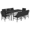 vidaXL 9-tlg. Garten-Essgruppe mit Kissen Schwarz Poly Rattan