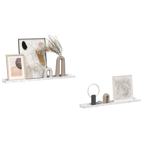 vidaXL Wandregal 2 pcs Wei&szlig; Marmor 80 x 9 x 3 cm Holzwerkstoff