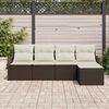 vidaXL Garten-Sofa-Set mit Kissen mit Speicher 5 pcs Braun Poly Rattan
