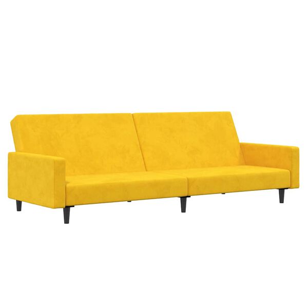 vidaXL Schlafsofa 2-Sitzer mit Fu&szlig;hocker Gelb Samt