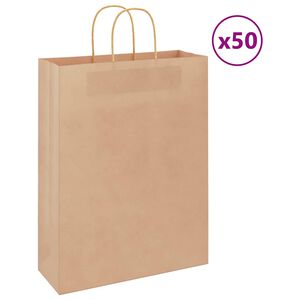 vidaXL Papiertragetaschen 50 Stk. mit Henkeln Braun 32x12x42 cm