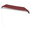 vidaXL Markise Manuell mit LED Weinrot 350x250 cm