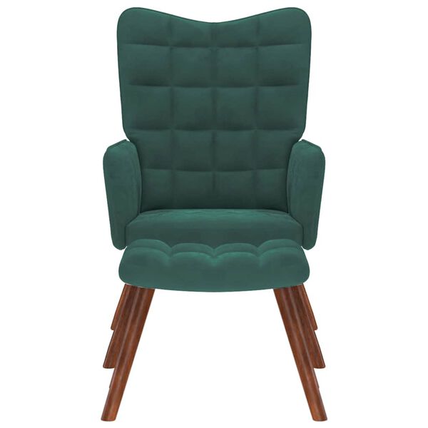 vidaXL Relaxsessel mit Hocker Dunkelgr&uuml;n Samt