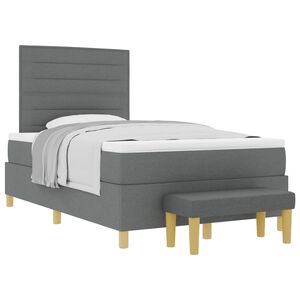 vidaXL Boxspringbett mit Matratze Dunkelgrau 120 x 200 cm Stoff