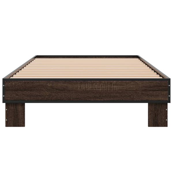 vidaXL Bettgestell Braun Eichen-Optik 75x190 cm Holzwerkstoff Metall