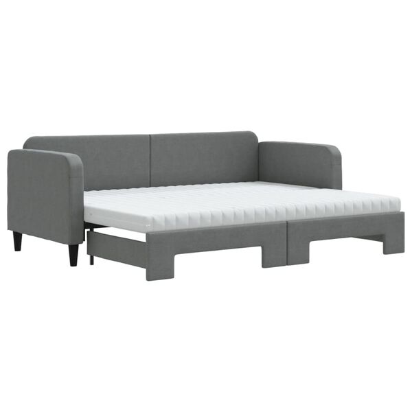 vidaXL Tagesbett Ausziehbar mit Matratzen Dunkelgrau 80x200 cm Stoff