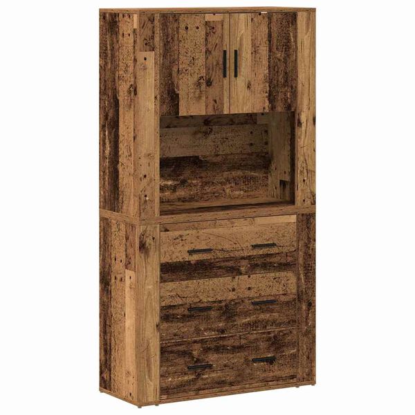 vidaXL Highboard mit Schubladen Altholz 80 x 33 x 150 cm Holzwerkstoff
