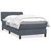 vidaXL Boxspringbett mit Matratze Dunkelgrau 90x210 cm Samt