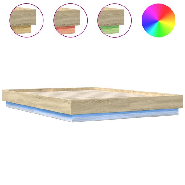 vidaXL Bettgestell mit LED Sonoma-Eiche 160x200 cm