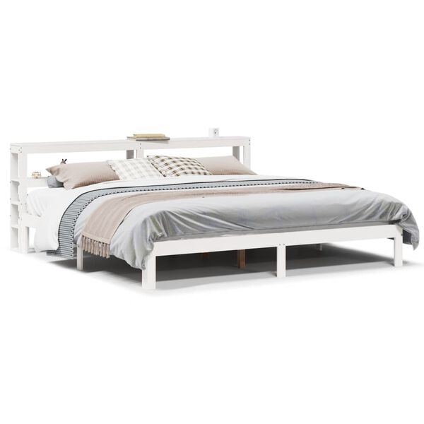 vidaXL Bettgestell mit Kopfteil ohne Matratze Wei&szlig; 200x200 cm