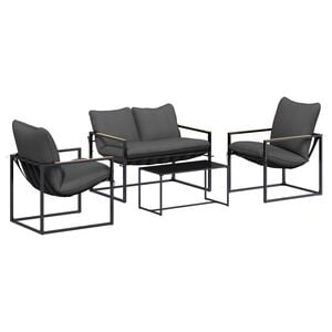 vidaXL Gartensofa-set 4 stk. Schwarz und Anthrazit Stahl
