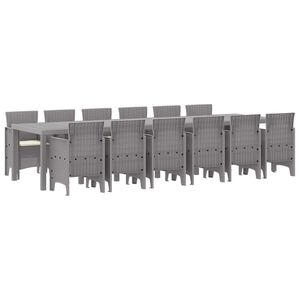 vidaXL Garten Essgruppe 13 pcs Hellgrau Polt Rattan