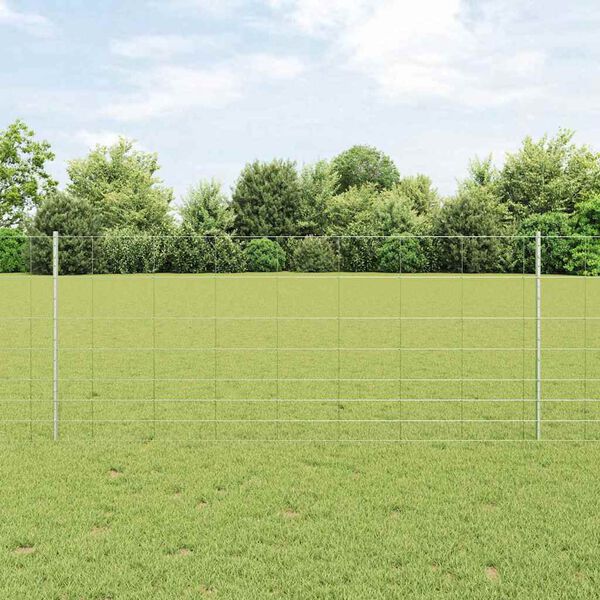 vidaXL Zaun mit Pfosten Silber 1 x 100 m